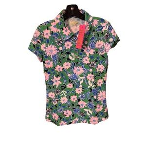 LILLY PULITZER Womens GOLF TIL YOU DROP LUXLETIC FRIDA POLO SHIRT S NWT UPF +50